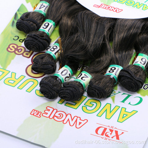 factory price angel curl 8pcs/lot classic heat resistant fiber one pack for one hair,ombre two tone best Synthetic Hair Weave
